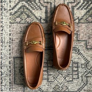 Coach Crosby Turnlock Driver Leather Loafer Flats Saddle Brown sz 8 gently used